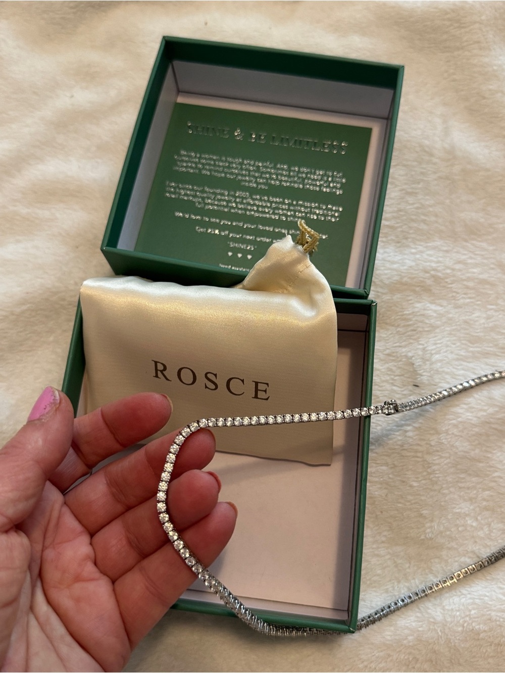 Ross-Simons Silver Tennis Necklace with Clear Stones